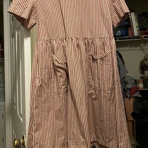 Red and white striped dress